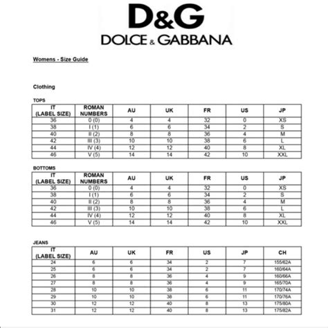 dolce gabbana baby size chart|Dolce & Gabbana jeans size chart.